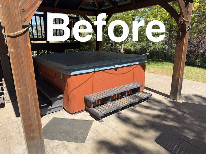 Hot tub steps, before